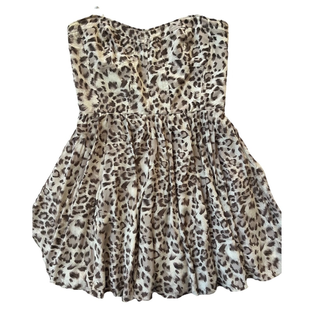 GREYLIN ANTHROPOLOGIE ANIMAL PRINT 100% SILK DRESS SZ M GRAY/TAN Corset Sheath